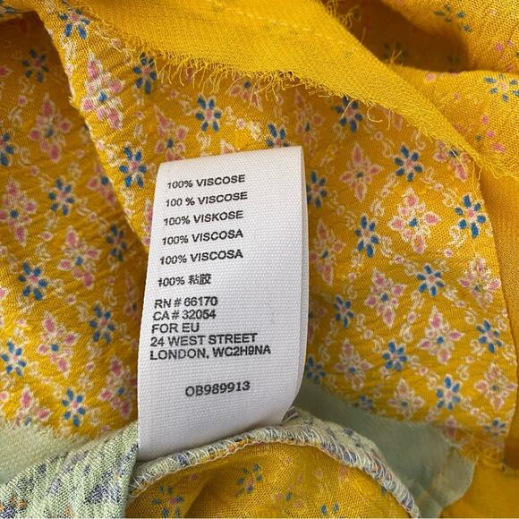 Free People Across The Sea Strapless Yellow Patchwork Tunic Mini Dress medium - Picture 8 of 9